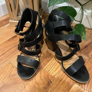 Strappy Black Heeled Sandals